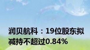 润贝航科：19位股东拟减持不超过0.84%