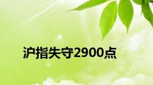 沪指失守2900点