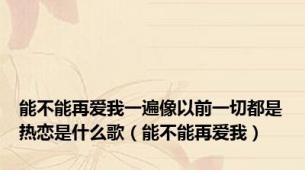 能不能再爱我一遍像以前一切都是热恋是什么歌（能不能再爱我）