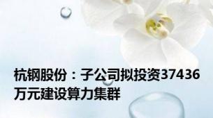 杭钢股份：子公司拟投资37436万元建设算力集群