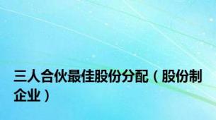 三人合伙最佳股份分配（股份制企业）