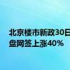 北京楼市新政30日：新盘网签上涨40%