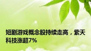 短剧游戏概念股持续走高，紫天科技涨超7%