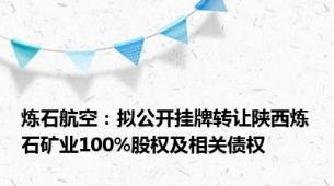 炼石航空：拟公开挂牌转让陕西炼石矿业100%股权及相关债权