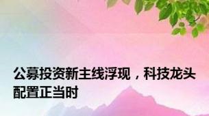 公募投资新主线浮现，科技龙头配置正当时