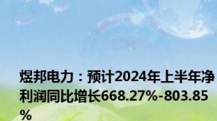 煜邦电力：预计2024年上半年净利润同比增长668.27%-803.85%