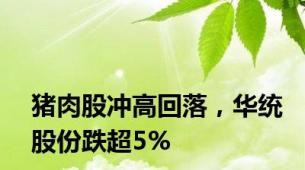 猪肉股冲高回落，华统股份跌超5%