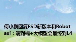 何小鹏回复FSD新版本和Robotaxi：端到端+大模型会最终到L4