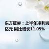 东方证券：上半年净利润21.11亿元 同比增长11.05%