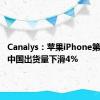 Canalys：苹果iPhone第二季度中国出货量下滑4%