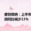 睿创微纳：上半年净利润同比减少13%