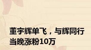 董宇辉单飞，与辉同行当晚涨粉10万