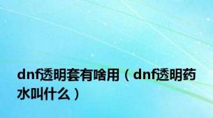 dnf透明套有啥用（dnf透明药水叫什么）