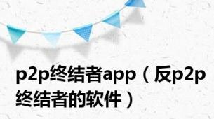 p2p终结者app（反p2p终结者的软件）