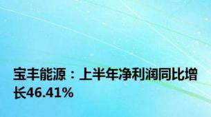 宝丰能源：上半年净利润同比增长46.41%