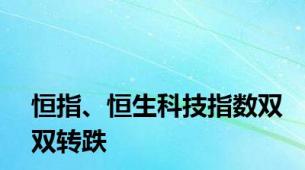 恒指、恒生科技指数双双转跌