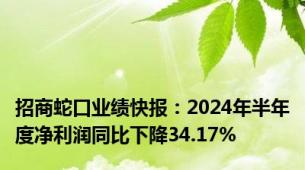 招商蛇口业绩快报：2024年半年度净利润同比下降34.17%