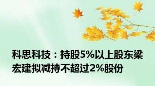 科思科技：持股5%以上股东梁宏建拟减持不超过2%股份