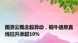 国资云概念股异动，铜牛信息直线拉升涨超10%