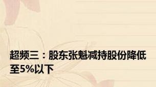 超频三：股东张魁减持股份降低至5%以下