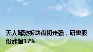 无人驾驶板块盘初走强，研奥股份涨超17%