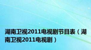 湖南卫视2011电视剧节目表（湖南卫视2011电视剧）