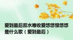 爱到最后覆水难收爱悠悠恨悠悠是什么歌（爱到最后）