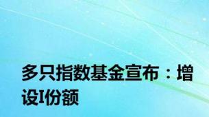 多只指数基金宣布：增设I份额