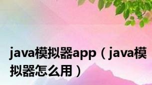 java模拟器app（java模拟器怎么用）