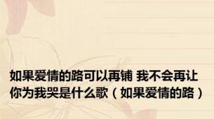 如果爱情的路可以再铺 我不会再让你为我哭是什么歌（如果爱情的路）