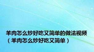 羊肉怎么炒好吃又简单的做法视频（羊肉怎么炒好吃又简单）