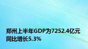 郑州上半年GDP为7252.4亿元 同比增长5.3%