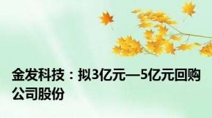 金发科技：拟3亿元—5亿元回购公司股份