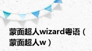 蒙面超人wizard粤语（蒙面超人w）