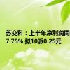 苏交科：上半年净利润同比下降7.75% 拟10派0.25元