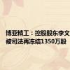 博亚精工：控股股东李文喜股份被司法再冻结1350万股