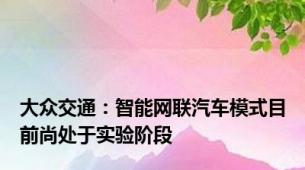 大众交通：智能网联汽车模式目前尚处于实验阶段