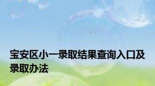 宝安区小一录取结果查询入口及录取办法