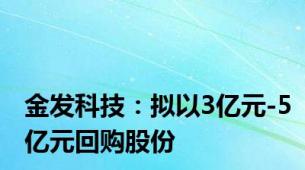 金发科技：拟以3亿元-5亿元回购股份