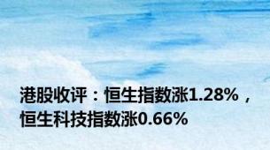 港股收评：恒生指数涨1.28%，恒生科技指数涨0.66%