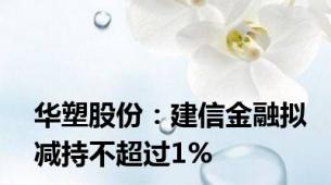 华塑股份：建信金融拟减持不超过1%