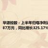 华源控股：上半年归母净利润4211.87万元，同比增长325.17%