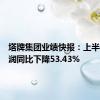 塔牌集团业绩快报：上半年净利润同比下降53.43%