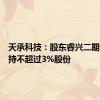 天承科技：股东睿兴二期计划减持不超过3%股份