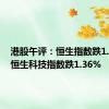 港股午评：恒生指数跌1.16%，恒生科技指数跌1.36%