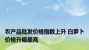 农产品批发价格指数上升 白萝卜价格升幅最高