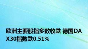 欧洲主要股指多数收跌 德国DAX30指数跌0.51%