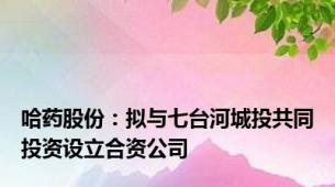 哈药股份：拟与七台河城投共同投资设立合资公司