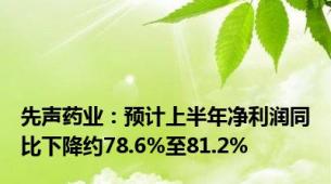 先声药业：预计上半年净利润同比下降约78.6%至81.2%