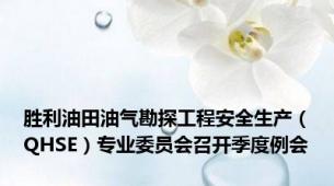 胜利油田油气勘探工程安全生产（QHSE）专业委员会召开季度例会